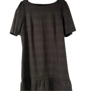 Ann Taylor Business Casual Short Sleeve Gray Plaid Knee Length Dress Size L